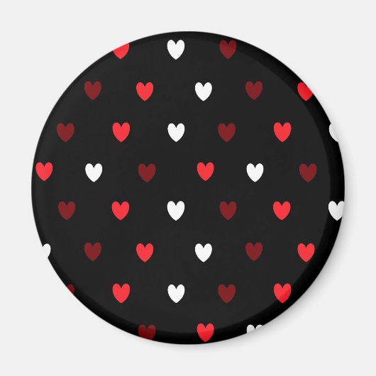 Rood en wit harten op zwart magneet (Voorkant)