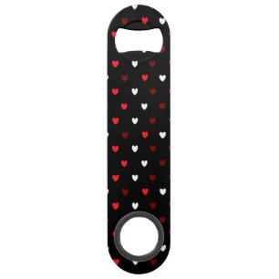 Rood en wit harten op zwart speed flessenopener