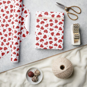 Rood en Wit Harten patroon Cadeaupapier