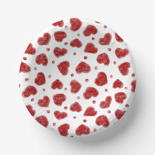 Rood en Wit Hartjes patroon Papieren Kommen