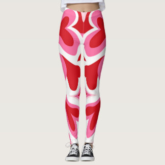 Rood en wit hartpatroon Leggings