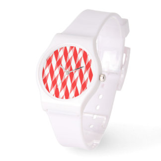 Rood en wit herringbone horloge