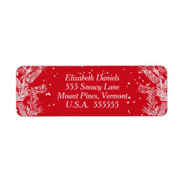 Rood en wit, het Adres van de Terugkeer van Kerstm Etiket