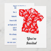 Rood en wit Hibiscus Aloha Shirt Kaart (Voorkant / Achterkant)