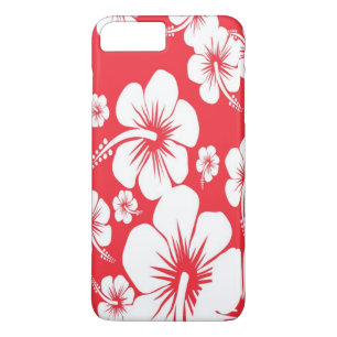 Rood en wit Hibiscus Hawaiian Print iPhone 8 Plus / 7 Plus Hoesje