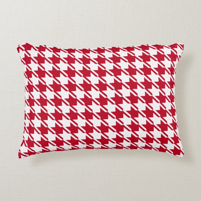 Rood en wit horsstootpatroon accent kussen (Voorkant)