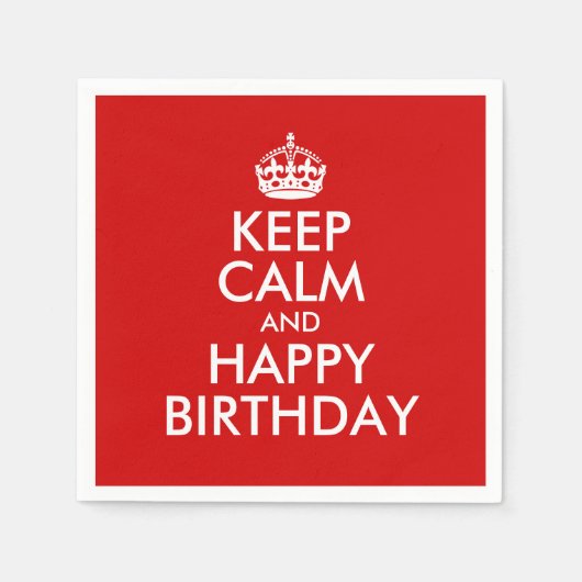 Rood en Wit Houd Kalm en Gelukkige Verjaardag Servetten (Voorkant)