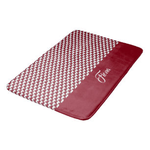 Rood en wit houndstooth patroon monogram badmat