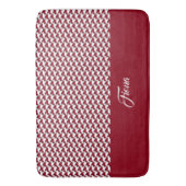 Rood en wit houndstooth patroon monogram badmat (Voorkant Verticaal)