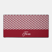 Rood en wit houndstooth patroon monogram bureaumat (Voorkant)