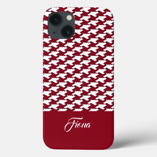 Rood en wit houndstooth patroon monogram Case-Mate iPhone case (Achterkant)