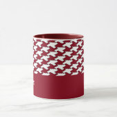 Rood en wit houndstooth patroon monogram mok (Midden)