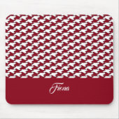 Rood en wit houndstooth patroon monogram muismat (Voorkant)