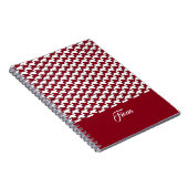 Rood en wit houndstooth patroon monogram notitieboek (Rechterzijde)