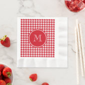 Rood en Wit Houndstooth Uw Monogram Servet (Insitu)