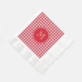 Rood en Wit Houndstooth Uw Monogram Servet (Hoek)