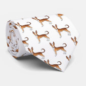 Rood en wit Ibizan Hound Smooth Coat Dog Patroon Stropdas (Opgerold)
