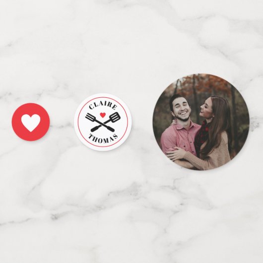 Rood en Wit Ik Doe BBQ Verloving Douche Confetti (Voorkanten)