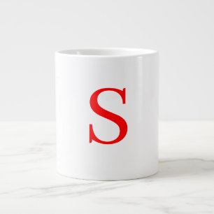 Rood en wit Initiaal Letter Monogrammed Plain Extra Grote Beker