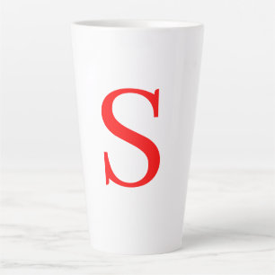 Rood en wit Initiaal Letter Monogrammed Plain Latte Mok