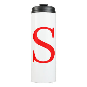 Rood en wit Initiaal Letter Monogrammed Plain Thermosbeker