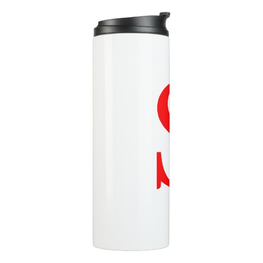 Rood en wit Initiaal Letter Monogrammed Plain Thermosbeker (Gedraaid links)