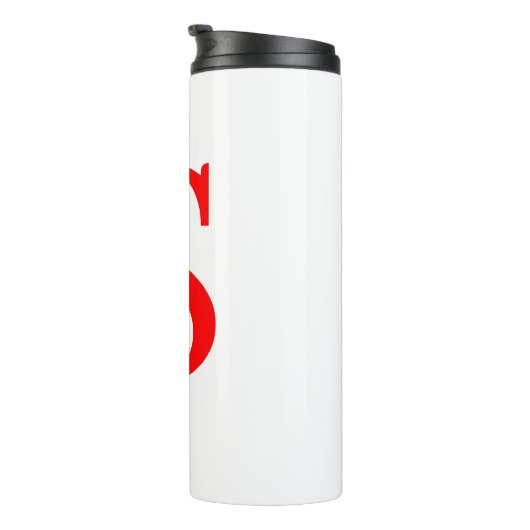 Rood en wit Initiaal Letter Monogrammed Plain Thermosbeker (Geroteerd rechts)