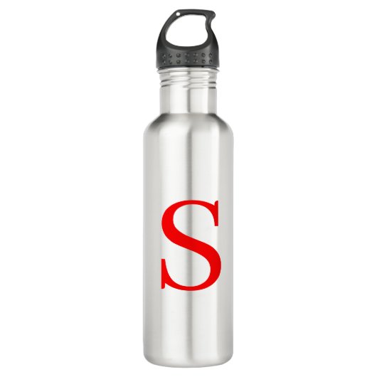 Rood en wit Initiaal Letter Monogrammed Plain Waterfles (Voorkant)