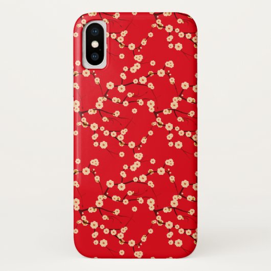Rood en wit Japans Cherry Blossom Pattern Case-Mate iPhone Case (Achterkant)