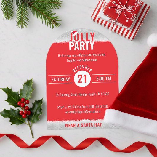 Rood en Wit Jolly Christmas Party Uitnodiging