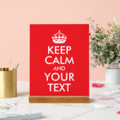 Rood en wit kalm houden en Jouw tekst Acryl Bord (Huwelijk)