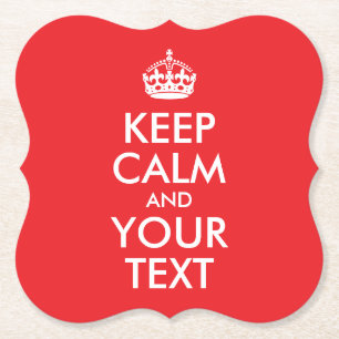 Rood en wit kalm houden en Jouw tekst Kartonnen Onderzetters