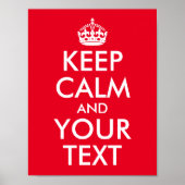 Rood en wit kalm houden en Jouw tekst Poster (Voorkant)