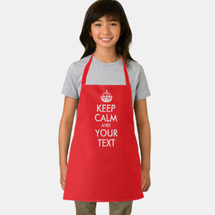Rood en wit kalm houden en Jouw tekst Schort