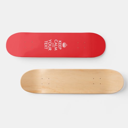 Rood en wit kalm houden en Jouw tekst Skateboard (Horizontaal)