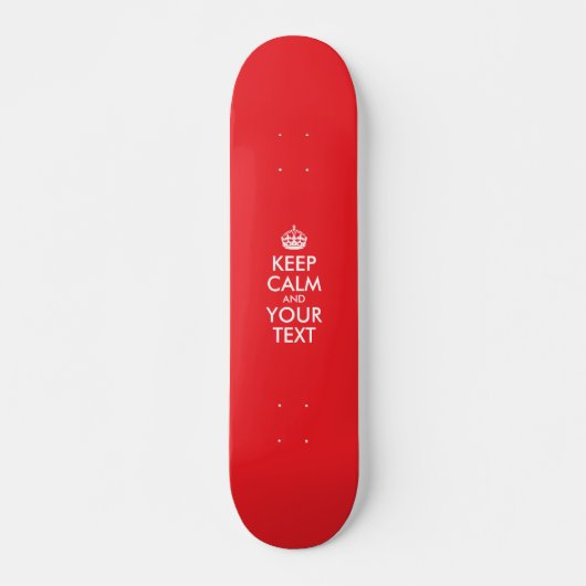 Rood en wit kalm houden en Jouw tekst Skateboard (Voorkant)