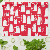 Rood en wit kat patroon theedoek (Gevouwen)