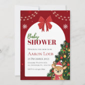 Rood en wit kerst Baby shower Kaart (Voorkant)