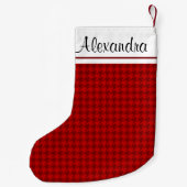 Rood en Wit Kerst Rustiek Patroon Monogram Kleine Kerstsok (Achterkant)