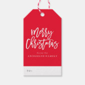 Rood en wit kerstcadeaubericht cadeaulabel (Voorkant)