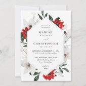 Rood en wit kerstfeest bruiloft kaart (Voorkant)