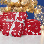 Rood en wit kerstfeest cadeaupapier