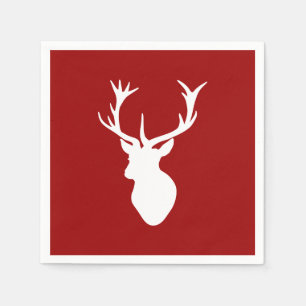 Rood en wit kerstfeest Der Stag Head Servetten