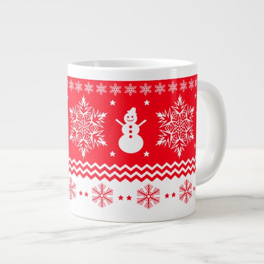 Rood en wit kerstfeest extra grote mok (Voorkant rechts)