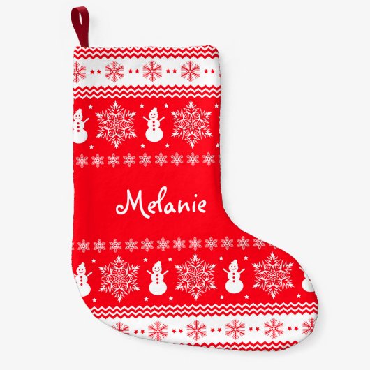 Rood en wit kerstfeest kleine kerstsok (Voorkant)