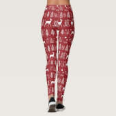 Rood en wit kerstfeest leggings (Achterkant)