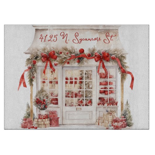 Rood en wit kerstfeest snijplank (Voorkant)