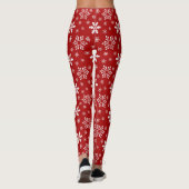 Rood en wit kerstfeest Snowflake Patroon Leggings (Achterkant)