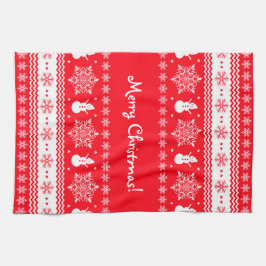 Rood en wit kerstfeest theedoek