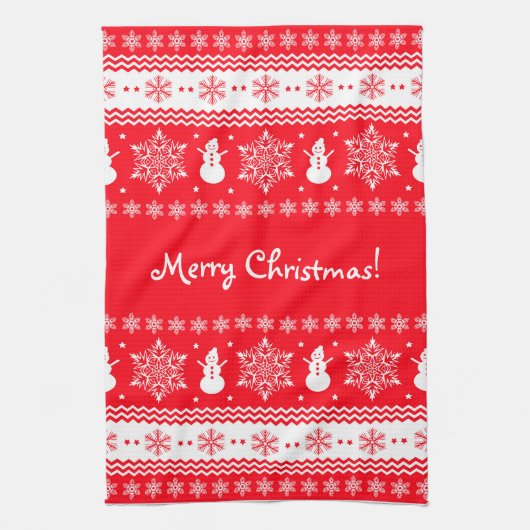 Rood en wit kerstfeest theedoek (Verticaal)